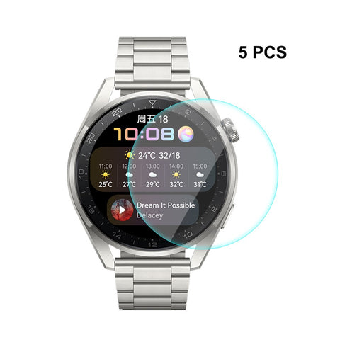 ENKAY HAT PRINCE 5Pcs / Pack 0.2mm 9H Hardness 2.15D Arc Edge Ultra Clear Tempered Glass Screen Film for Huawei Watch 3 Pro 48mm
