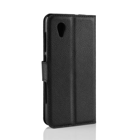 Litchi Skin Wallet Leather Stand Case for Vodafone Smart E9