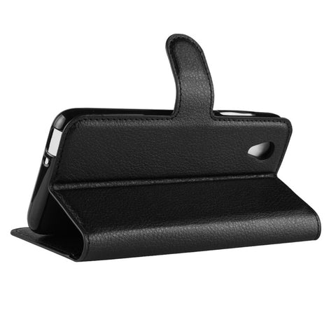 Litchi Skin Wallet Leather Stand Case for Vodafone Smart E9