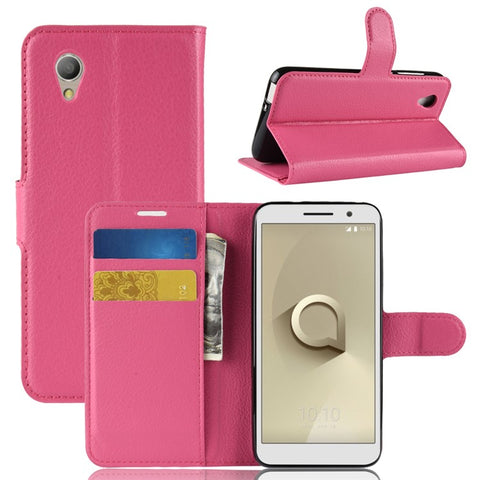 Litchi Skin Wallet Leather Stand Case for Vodafone Smart E9