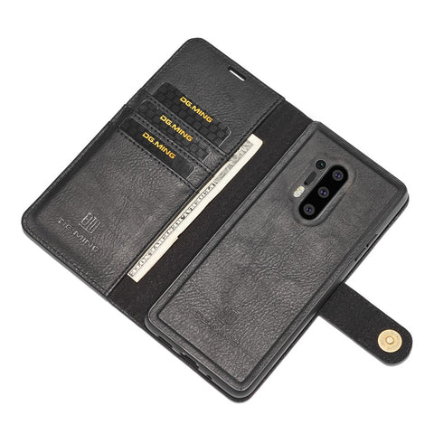 DG.MING Phone Cover Detachable 2-in-1 Split Leather Wallet Shell + PC Back Case for OnePlus 8 Pro