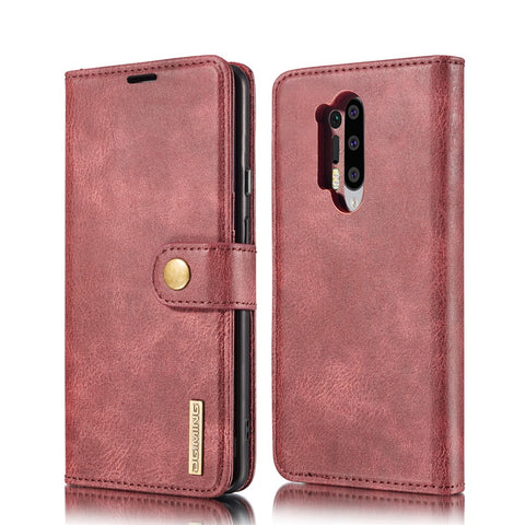 DG.MING Phone Cover Detachable 2-in-1 Split Leather Wallet Shell + PC Back Case for OnePlus 8 Pro