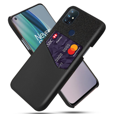 Card Holder Cloth + PU Leather Coated PC Back Cover for OnePlus Nord N10 5G