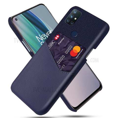 Card Holder Cloth + PU Leather Coated PC Back Cover for OnePlus Nord N10 5G