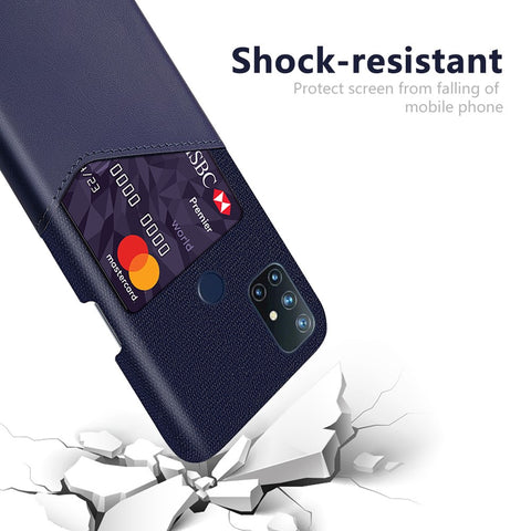 Card Holder Cloth + PU Leather Coated PC Back Cover for OnePlus Nord N10 5G