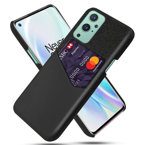 KSQ Card Holder Cloth + PU Leather Coated PC Back Cover for OnePlus 9 (EU / US Version)