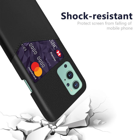 KSQ Card Holder Cloth + PU Leather Coated PC Back Cover for OnePlus 9 (EU / US Version)