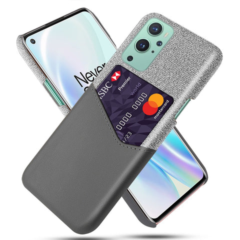 KSQ Card Holder Cloth + PU Leather Coated PC Back Cover for OnePlus 9 (EU / US Version)