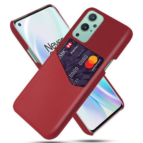 KSQ Card Holder Cloth + PU Leather Coated PC Back Cover for OnePlus 9 (EU / US Version)