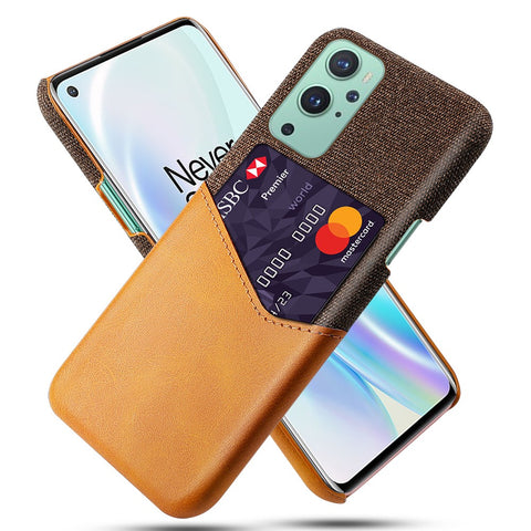 KSQ Card Holder Cloth + PU Leather Coated PC Back Cover for OnePlus 9 (EU / US Version)