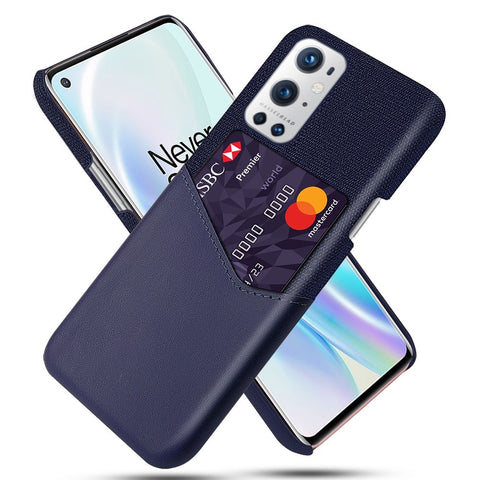 KSQ With Card Holder Cloth + PU Leather Coated PC Back Cover for OnePlus 9 Pro