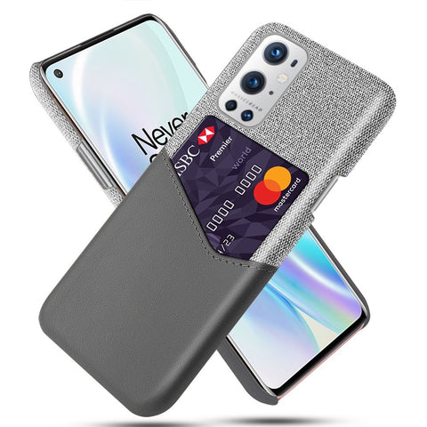 KSQ With Card Holder Cloth + PU Leather Coated PC Back Cover for OnePlus 9 Pro