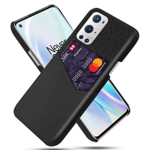 KSQ With Card Holder Cloth + PU Leather Coated PC Back Cover for OnePlus 9 Pro