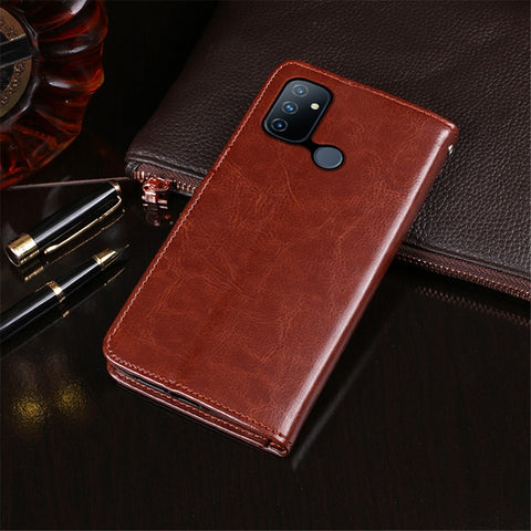 IDEWEI Crazy Horse Texture Wallet Stand Design Folio Flip Leather Mobile Casing for OnePlus Nord N100