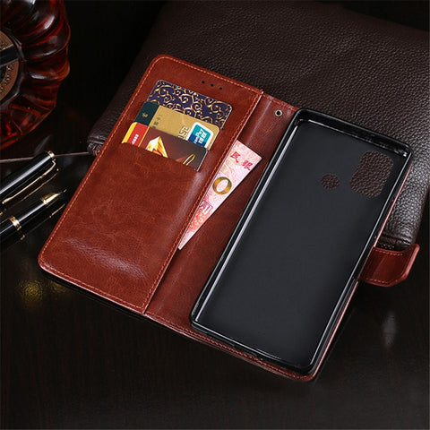 IDEWEI Crazy Horse Texture Wallet Stand Design Folio Flip Leather Mobile Casing for OnePlus Nord N100