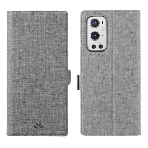 VILI DMK Series Double Magnetic Clasp Cross Texture Leather Wallet Stand Cover Case for OnePlus 9 Pro