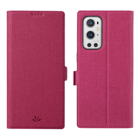 VILI DMK Series Double Magnetic Clasp Cross Texture Leather Wallet Stand Cover Case for OnePlus 9 Pro