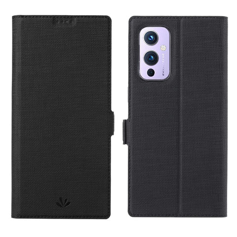 VILI DMK Series Double Magnetic Clasp Cross Texture Leather Wallet Stand Cover Case for OnePlus 9 (EU / US Version)