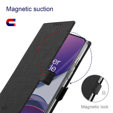 VILI DMK Series Double Magnetic Clasp Cross Texture Leather Wallet Stand Cover Case for OnePlus 9 (EU / US Version)