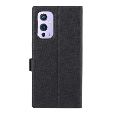 VILI DMK Series Double Magnetic Clasp Cross Texture Leather Wallet Stand Cover Case for OnePlus 9 (EU / US Version)