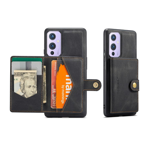 JEEHOOD Magnetic Wallet Detachable 2-in-1 Design Leather Coated TPU Case for OnePlus 9 (EU / US Version)