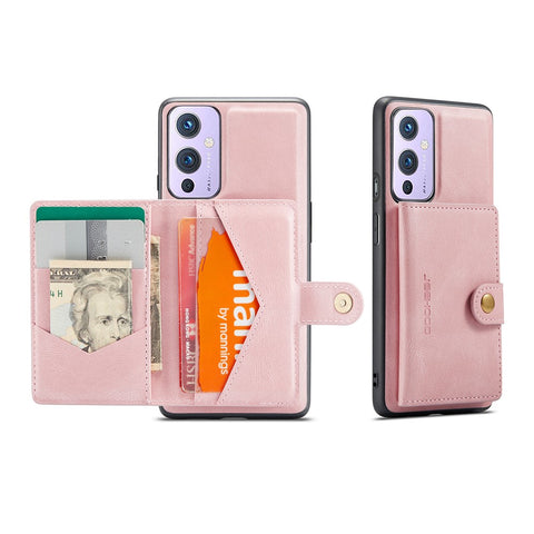 JEEHOOD Magnetic Wallet Detachable 2-in-1 Design Leather Coated TPU Case for OnePlus 9 (EU / US Version)