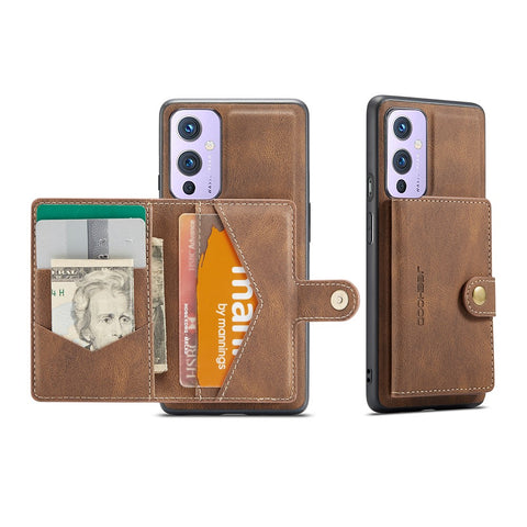 JEEHOOD Magnetic Wallet Detachable 2-in-1 Design Leather Coated TPU Case for OnePlus 9 (EU / US Version)