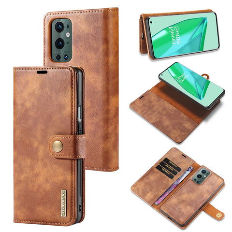 DG.MING Detachable 2-in-1 Wallet Cover for OnePlus 9 Pro, Split Leather Inner TPU Flip Stand Protective Case