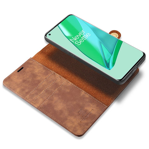 DG.MING Detachable 2-in-1 Wallet Cover for OnePlus 9 Pro, Split Leather Inner TPU Flip Stand Protective Case