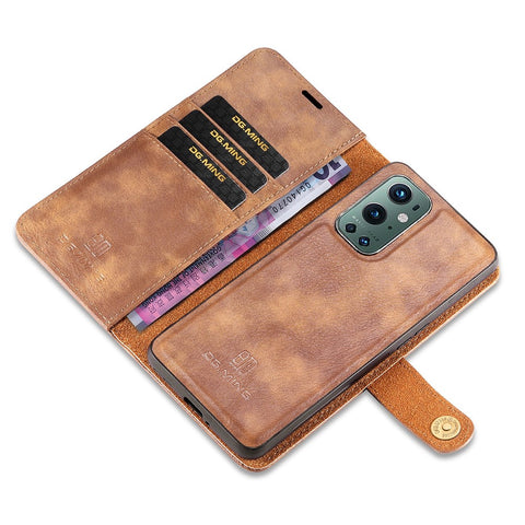 DG.MING Detachable 2-in-1 Wallet Cover for OnePlus 9 Pro, Split Leather Inner TPU Flip Stand Protective Case