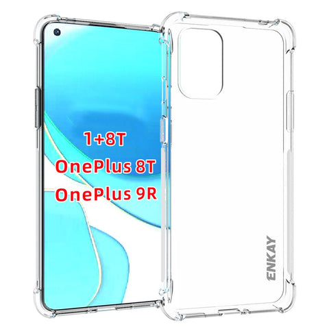 ENKAY HAT PRINCE Anti-slip Strip Design Thickened 4 Corners Airbag Flexible Transparent TPU Cover Case for OnePlus 9R