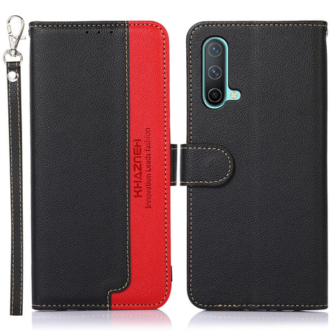 KHAZNEH Full Protection RFID Anti-theft Swiping Function Leather Phone Case for OnePlus Nord CE 5G Litchi Skin Cover