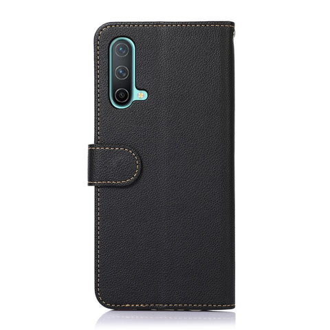 KHAZNEH Full Protection RFID Anti-theft Swiping Function Leather Phone Case for OnePlus Nord CE 5G Litchi Skin Cover