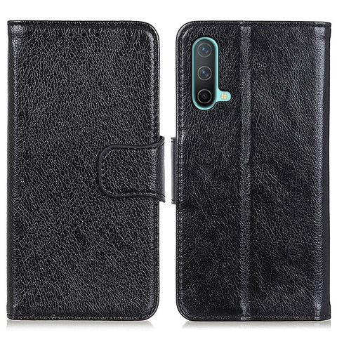 Wallet Design Full-Protection Nappa Texture Split Leather Stand Phone Cover Shell for OnePlus Nord CE 5G