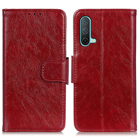 Wallet Design Full-Protection Nappa Texture Split Leather Stand Phone Cover Shell for OnePlus Nord CE 5G