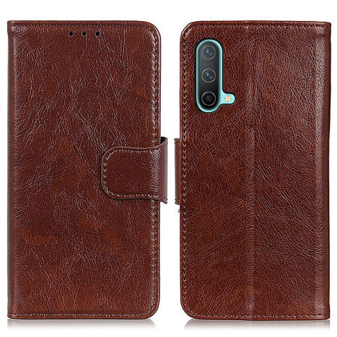 Wallet Design Full-Protection Nappa Texture Split Leather Stand Phone Cover Shell for OnePlus Nord CE 5G