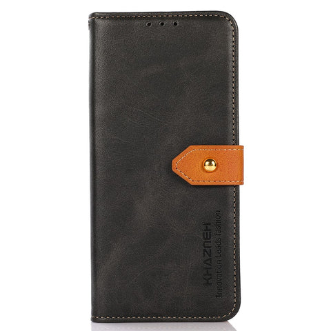 KHAZNEH Golden Magnetic Clasp Dual Color Leather Phone Case with Stand Wallet for OnePlus Nord CE 5G