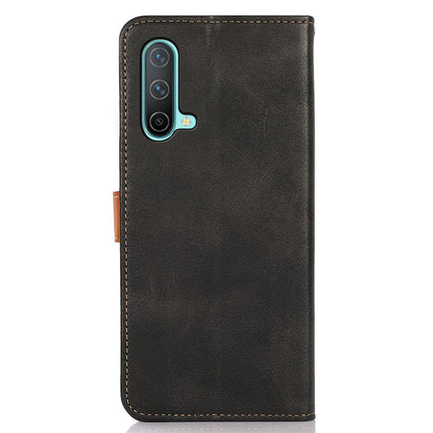 KHAZNEH Golden Magnetic Clasp Dual Color Leather Phone Case with Stand Wallet for OnePlus Nord CE 5G