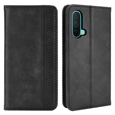 Full Protection Shockproof Vintage PU Leather Magnetic Closure Wallet Stand Case for OnePlus Nord CE 5G