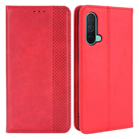 Full Protection Shockproof Vintage PU Leather Magnetic Closure Wallet Stand Case for OnePlus Nord CE 5G