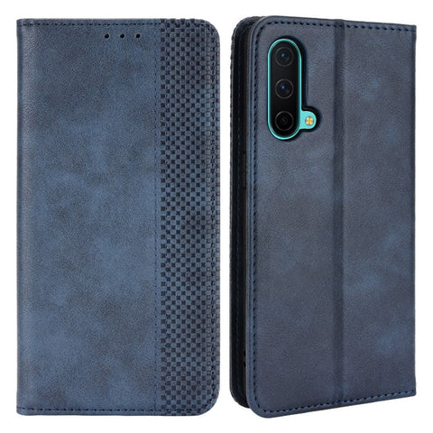 Full Protection Shockproof Vintage PU Leather Magnetic Closure Wallet Stand Case for OnePlus Nord CE 5G