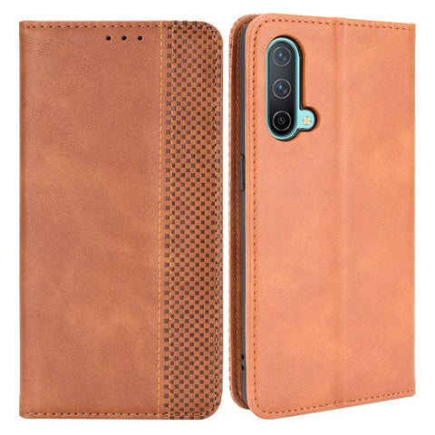 Full Protection Shockproof Vintage PU Leather Magnetic Closure Wallet Stand Case for OnePlus Nord CE 5G