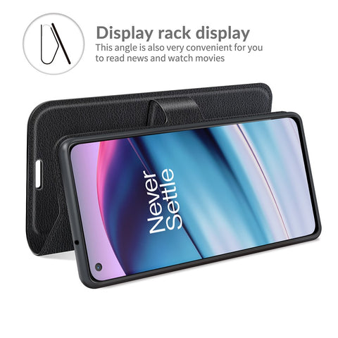 Litchi Skin Leather Wallet Protective Case Mobile Phone Cover with Stand for OnePlus Nord CE 5G
