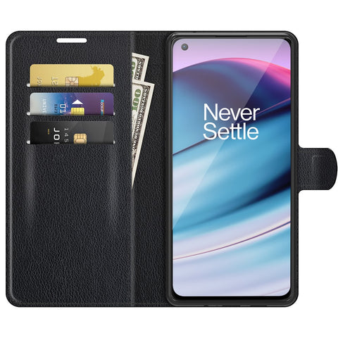Litchi Skin Leather Wallet Protective Case Mobile Phone Cover with Stand for OnePlus Nord CE 5G