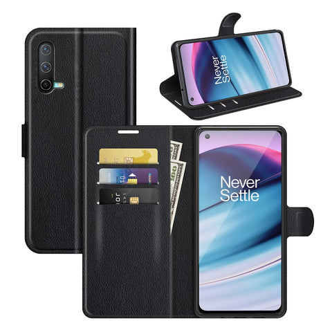 Litchi Skin Leather Wallet Protective Case Mobile Phone Cover with Stand for OnePlus Nord CE 5G