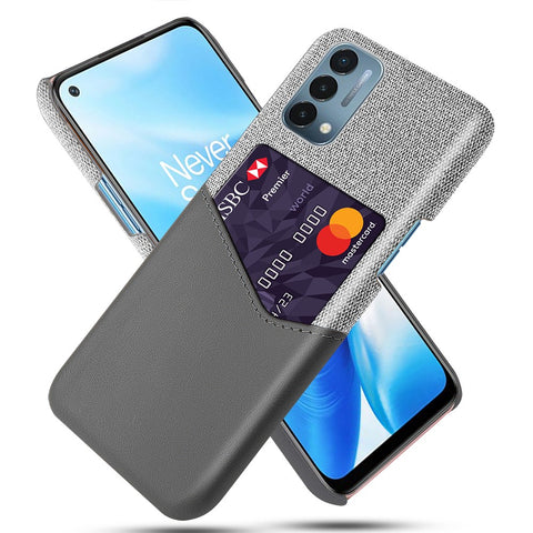Cloth Texture Well-Protected Phone Cover Case with Card Slot for  OnePlus Nord N200 5G