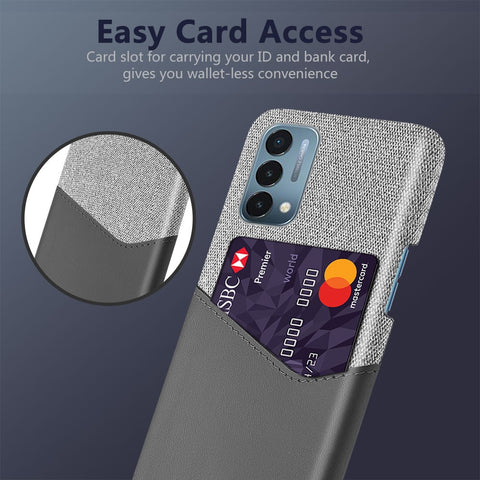 Cloth Texture Well-Protected Phone Cover Case with Card Slot for  OnePlus Nord N200 5G