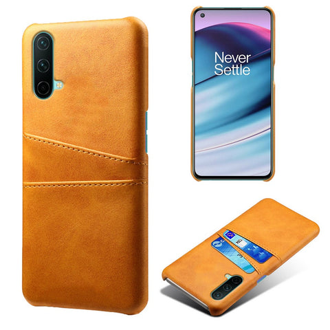 KSQ PU Leather Coated PC Cell Phone Back Case with Double Card Slots for OnePlus Nord CE 5G