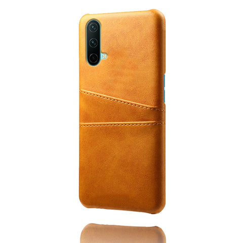 KSQ PU Leather Coated PC Cell Phone Back Case with Double Card Slots for OnePlus Nord CE 5G