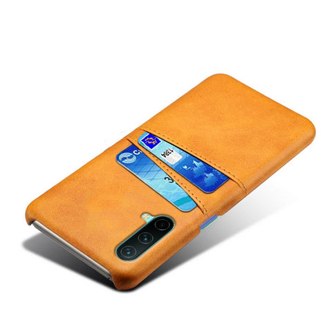 KSQ PU Leather Coated PC Cell Phone Back Case with Double Card Slots for OnePlus Nord CE 5G